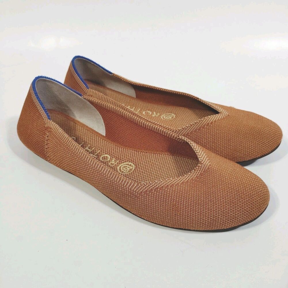 Rothy’s Brown Knit Almod Toe Ballet Flats Women’s Size 8.5 Fawn Brown V Vamp